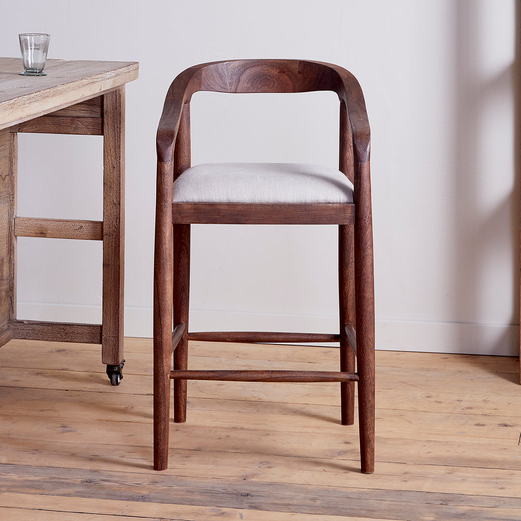 Anbu Acacia Upholstered Counter Chair — Kayu Home