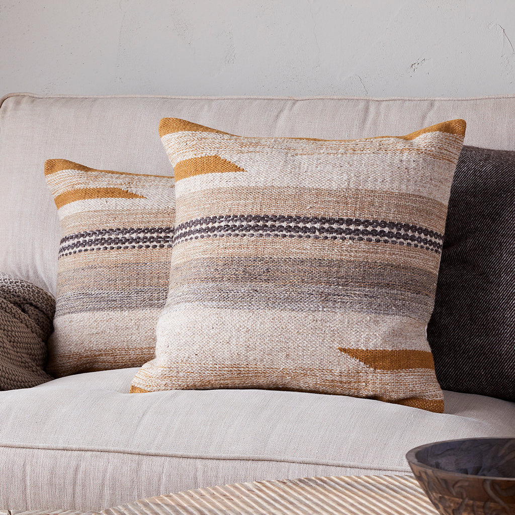 Aravali Wool Cushion Cover, Ochre — Kayu Home