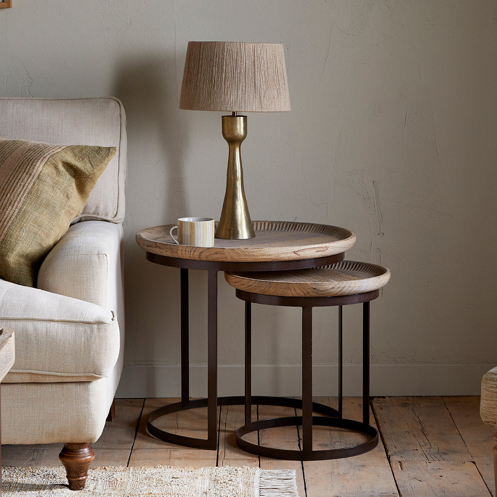 Nisha Reclaimed Wood and Iron Nesting Side Tables — Kayu Home