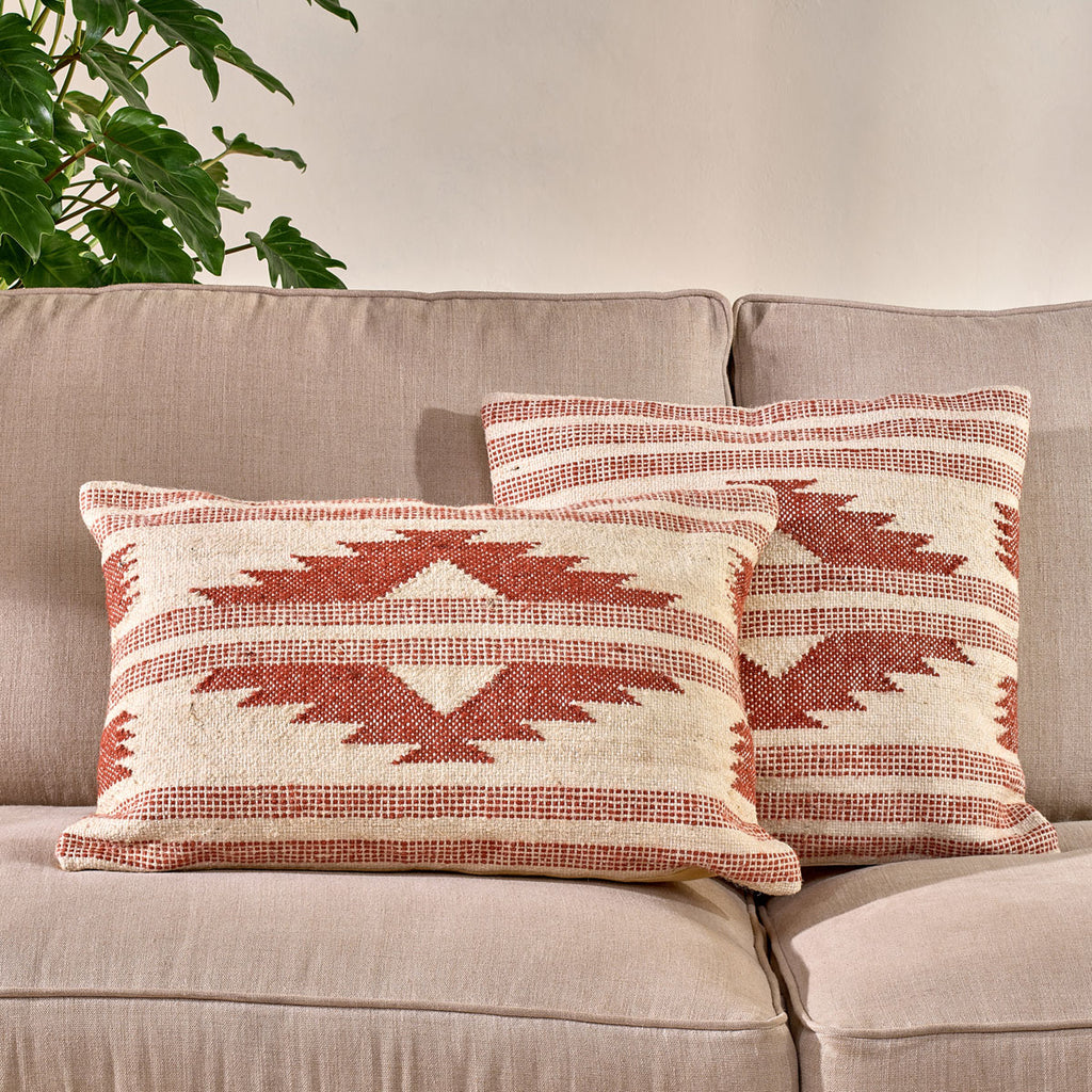 Red and sale cream cushion covers