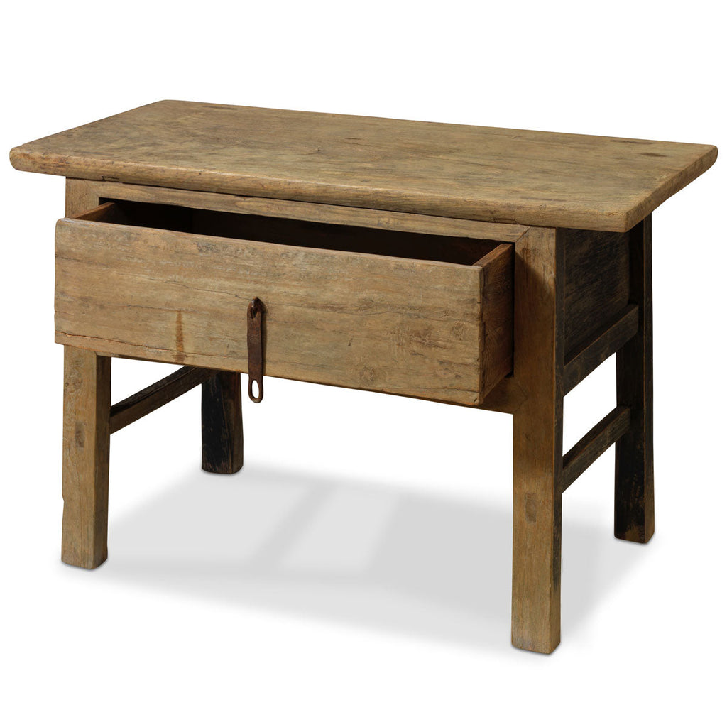 Small wood store table with drawer