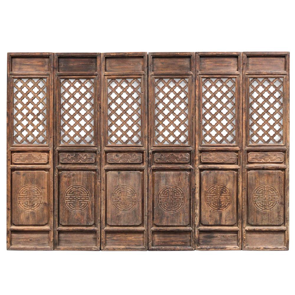Set of Six Antique Lattice Door Panels — Kayu Home