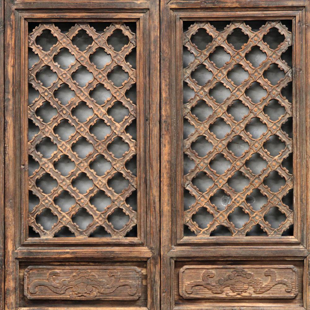 Set of Six Antique Lattice Door Panels — Kayu Home
