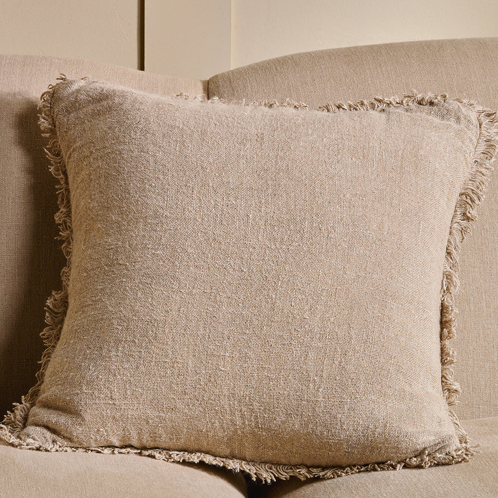 Nkuku Feo Linen Cushion Cover Charcoal Long