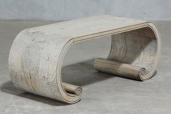 Curved Coffee Table in Reclaimed Elm Wood