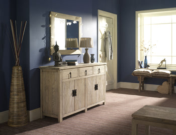 Linyi Four Door Sideboard, Natural Elm