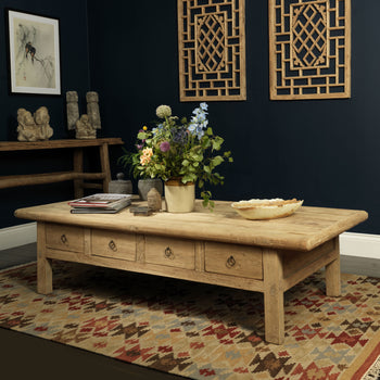 Rustic Coffee Table with Eight Drawers