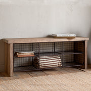 Abha Reclaimed Wood and Iron Storage Bench