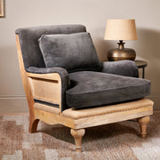 Abe Velvet Armchair, Charcoal