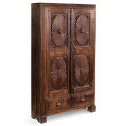 Vintage Almirah Cabinet with Sunburst Panels