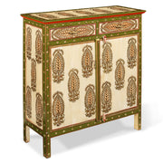 Green and Cream Decorative Painted Indian Cabinet