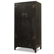 Black Lacquer Antique Elm Armoire