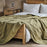 Amar Linen Bedspread, Olive Green