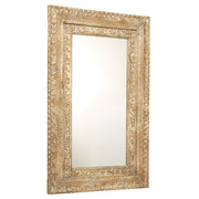Hand-Carved Reclaimed Wood Cream Mirror