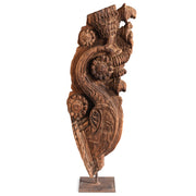 Carved Wooden Ornament on Iron Stand
