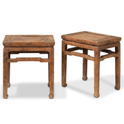 Pair of Antique Chinese Elm Stools