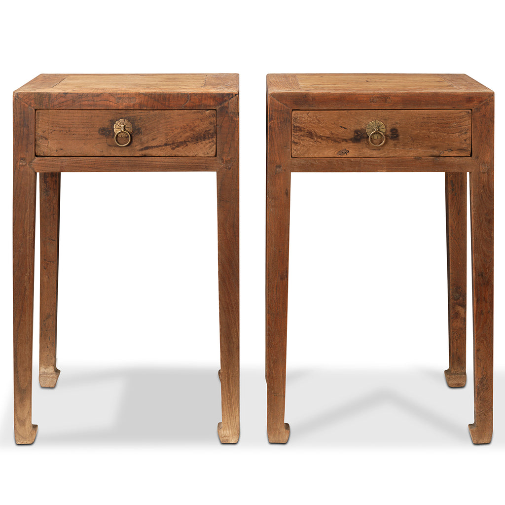 Pair of Antique Elm Side Tables — Kayu Home