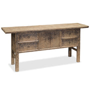 Large Elm Antique Table with Drawers