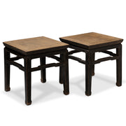 Pair of Waisted Dark Elm Stools