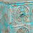 Carved Distressed Blue Six Drawer Chest
