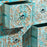Carved Distressed Blue Six Drawer Chest