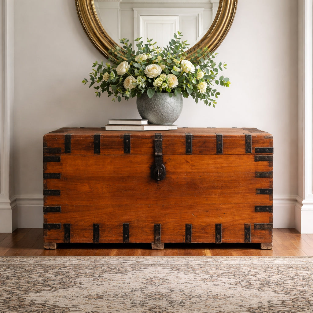 Iron Bound Large Vintage Storage Chest — Kayu Home