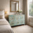 Carved Distressed Blue Six Drawer Chest