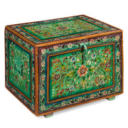 Green Floral Indian Painted Wooden Box