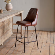 Harsha Leather Counter Chair, Chocolate