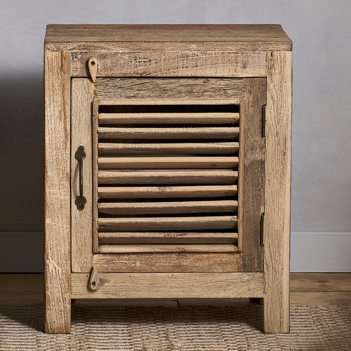 Ibo Reclaimed Wood Slatted Cabinet, Natural, Small — Kayu Home