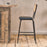 Iswa Leather and Cane Counter Chair, Black