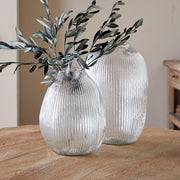 Linsy Ribbed Glass Vase, Clear