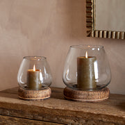 Ika Mango Wood & Recycled Glass Lantern, Candle Holder