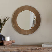 Moto Round Mirror, Antique Brass