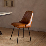 Nkuku Harsha Leather Dining Chair, Aged Tan