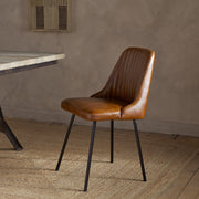 Harsha Leather Dining Chair, Aged Tan