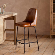 Harsha Leather Counter Chair, Aged Tan