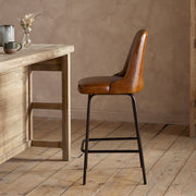 Harsha Leather Counter Chair, Aged Tan