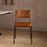 Amala Leather Weave and Iron Dining Chair, Aged Tan