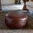 Farida Leather Weave Pouf