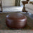 Farida Leather Weave Pouf