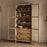 Artha Mango Wood & Glass Tall Display Cabinet, Natural Finish