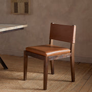 Kusa Mango Wood and Leather Dining Chair