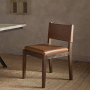Kusa Mango Wood and Leather Dining Chair