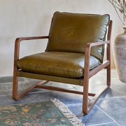 Baloo Acacia Wood and Leather Occasional Chair