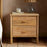 Sri Mango Wood Bedside Table, Natural Finish, Two Drawers