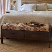 Barir Mango Wood Upholstered Storage Bench