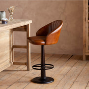 Lal Leather Swivel Counter Chair, Aged Tan