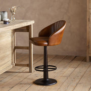 Lal Leather Swivel Counter Chair, Aged Tan