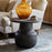 Vivan Grooved Side Table, Charcoal